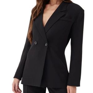 4th & Reckless Classic Black Double Breasted Blazer Size X Small